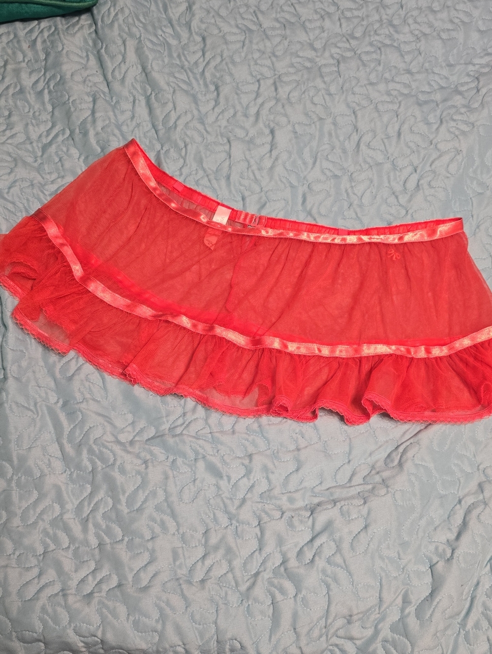 Victoria's Secret Coral Sheer Mesh Mini Skirt